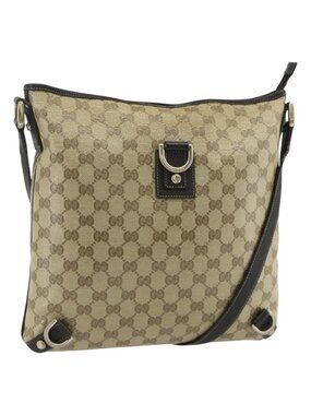 Authentic GUCCI GG Crystal Abbey Bag Coated Canvas Outlet Gold Brown 268642